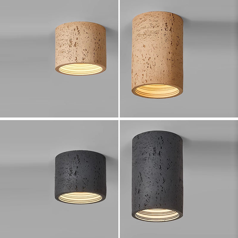 Traditional Japanese Column Iron Resin LED Flush Mount Ceiling Light for Living Room