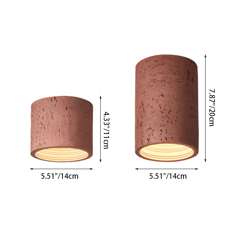 Traditional Japanese Column Iron Resin LED Flush Mount Ceiling Light for Living Room