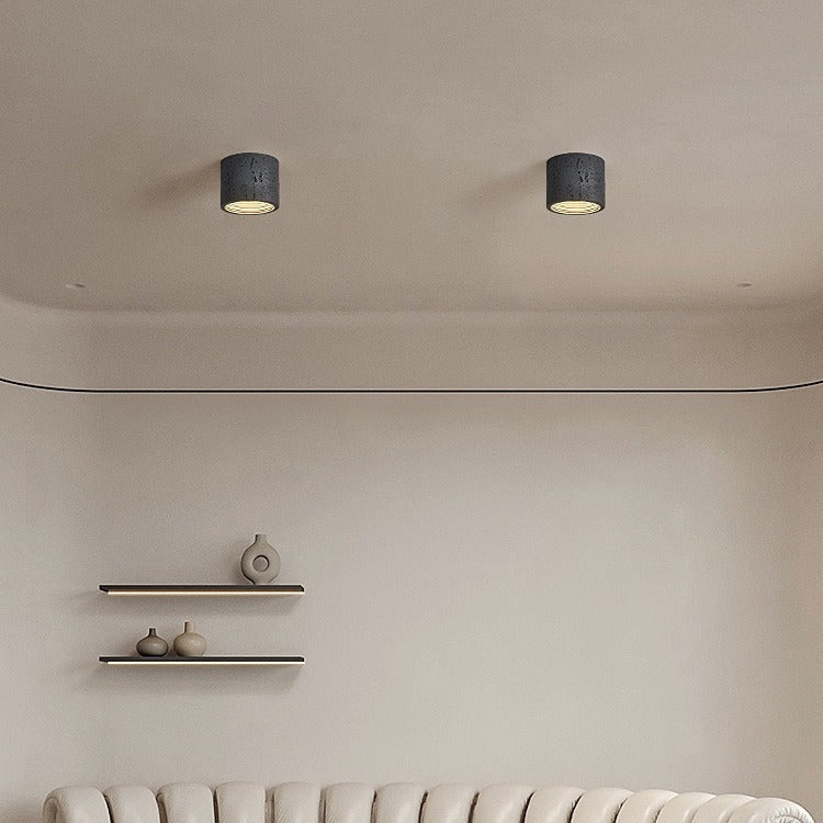 Traditional Japanese Column Iron Resin LED Flush Mount Ceiling Light for Living Room