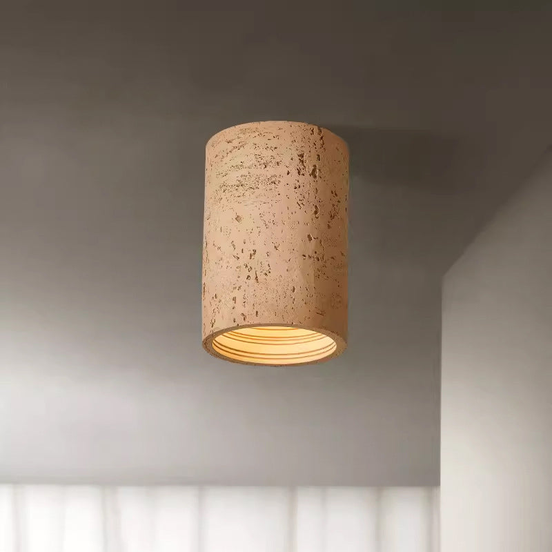 Traditional Japanese Column Iron Resin LED Flush Mount Ceiling Light for Living Room