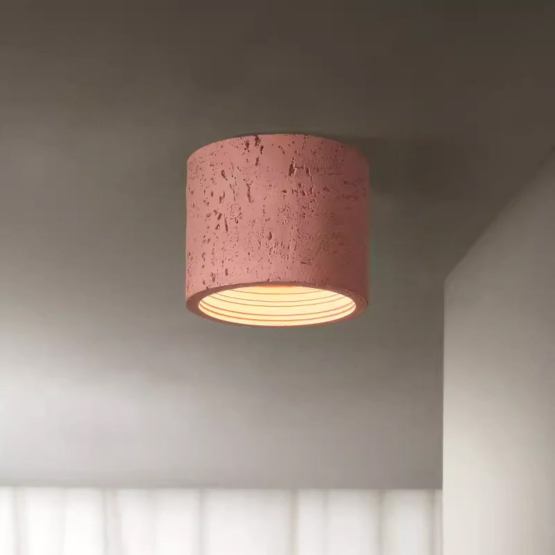 Traditional Japanese Column Iron Resin LED Flush Mount Ceiling Light for Living Room