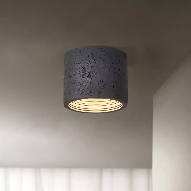 Traditional Japanese Column Iron Resin LED Flush Mount Ceiling Light for Living Room