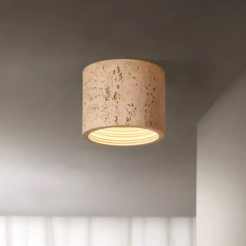 Traditional Japanese Column Iron Resin LED Flush Mount Ceiling Light for Living Room