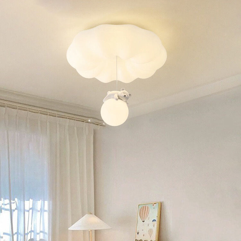 Contemporary Creative Cloud Iron Plastic LED Kids Flush Mount Ceiling Light for Living Room, Modern Children's Lighting Fixture, Cute Cloud Design Ceiling Lamp, Energy-Efficient LED Lighting for Kids Room, Stylish Flush Mount Light for Nursery and Playroo