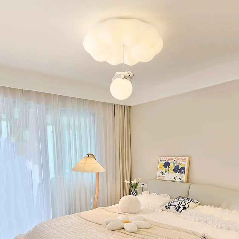 Contemporary Creative Cloud Iron Plastic LED Kids Flush Mount Ceiling Light for Living Room, Modern Children's Lighting Fixture, Cute Cloud Design Ceiling Lamp, Energy-Efficient LED Lighting for Kids Room, Stylish Flush Mount Light for Nursery and Playroo
