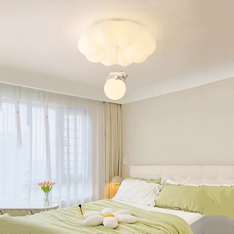 Contemporary Kids LED Flush Mount Ceiling Light - Iron & Plastic Design for Living Room