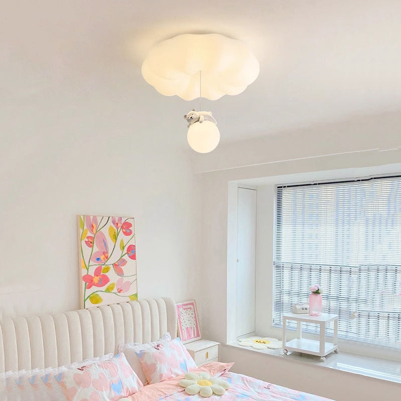 Contemporary Creative Cloud Iron Plastic LED Kids Flush Mount Ceiling Light for Living Room, Modern Children's Lighting Fixture, Cute Cloud Design Ceiling Lamp, Energy-Efficient LED Lighting for Kids Room, Stylish Flush Mount Light for Nursery and Playroo