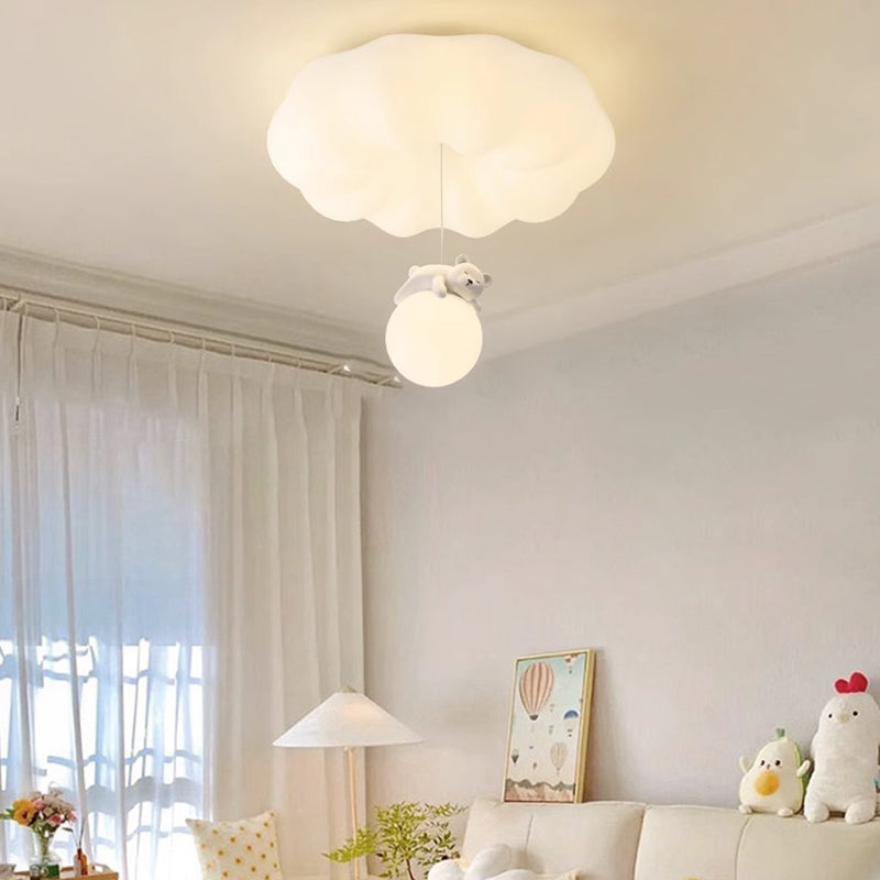 Contemporary Kids LED Flush Mount Ceiling Light - Iron & Plastic Design for Living Room