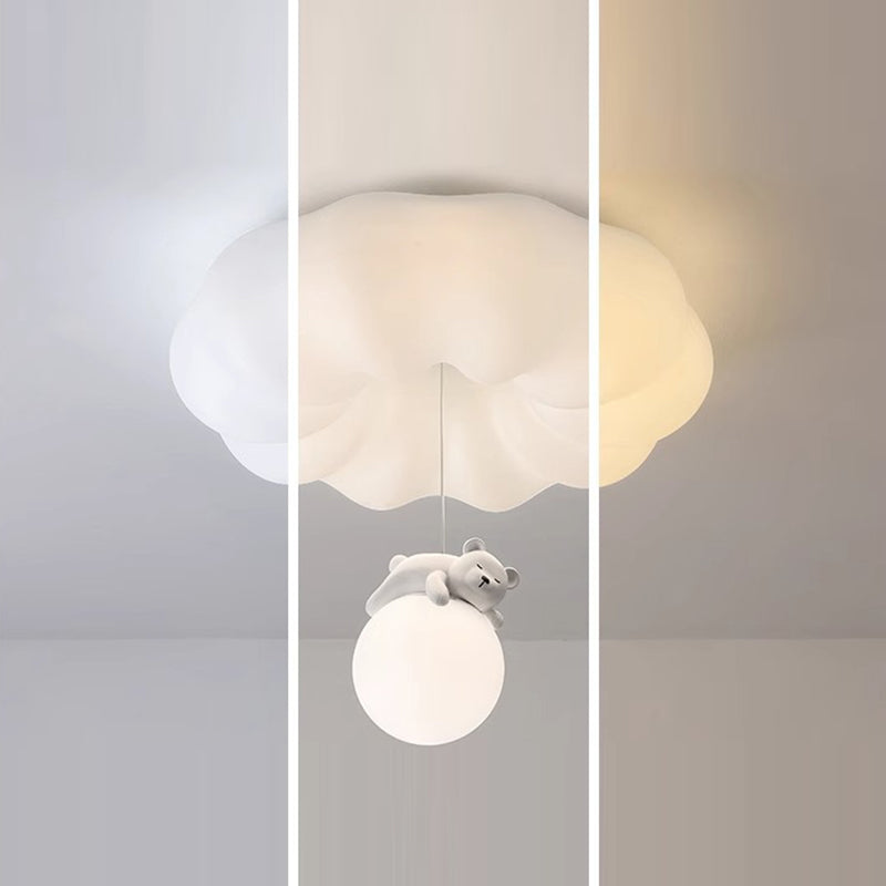 Contemporary Creative Cloud Iron Plastic LED Kids Flush Mount Ceiling Light for Living Room, Modern Children's Lighting Fixture, Cute Cloud Design Ceiling Lamp, Energy-Efficient LED Lighting for Kids Room, Stylish Flush Mount Light for Nursery and Playroo