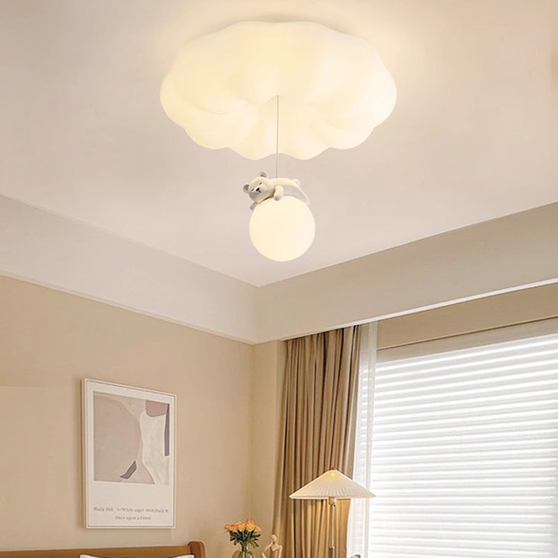 Contemporary Kids LED Flush Mount Ceiling Light - Iron & Plastic Design for Living Room