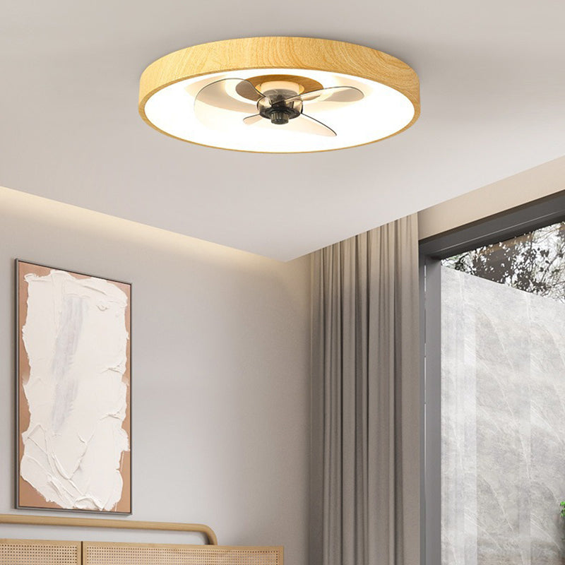 Contemporary Round Square LED Flush Mount Ceiling Fan Light for Bedroom