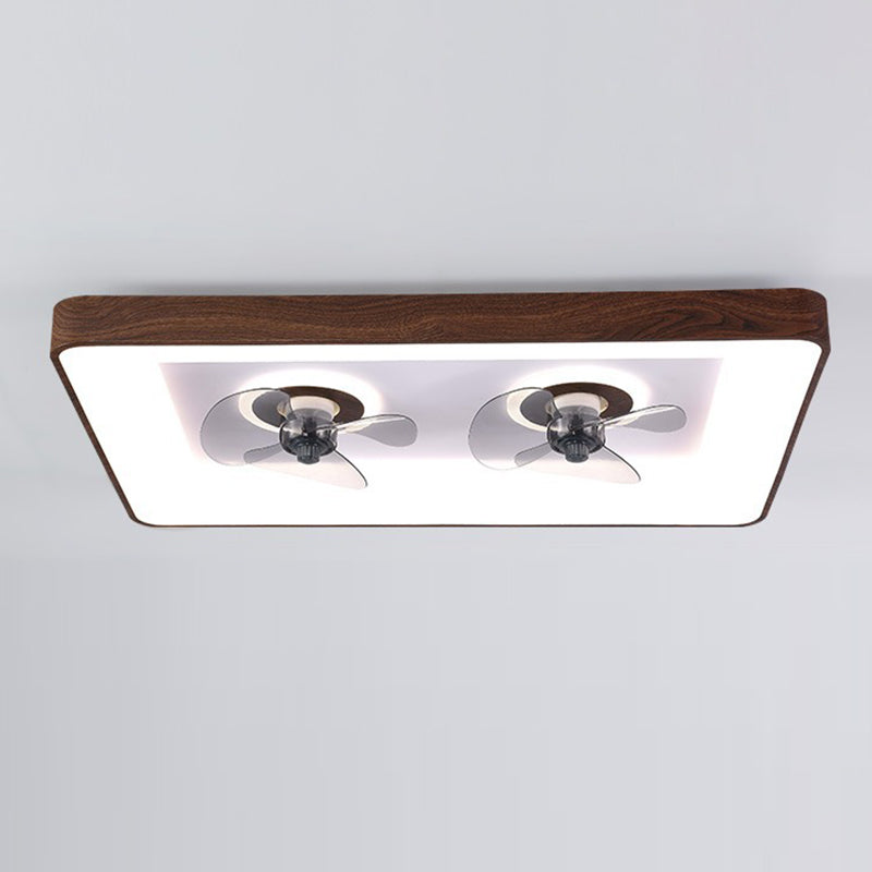 Contemporary Round Square LED Flush Mount Ceiling Fan Light for Bedroom