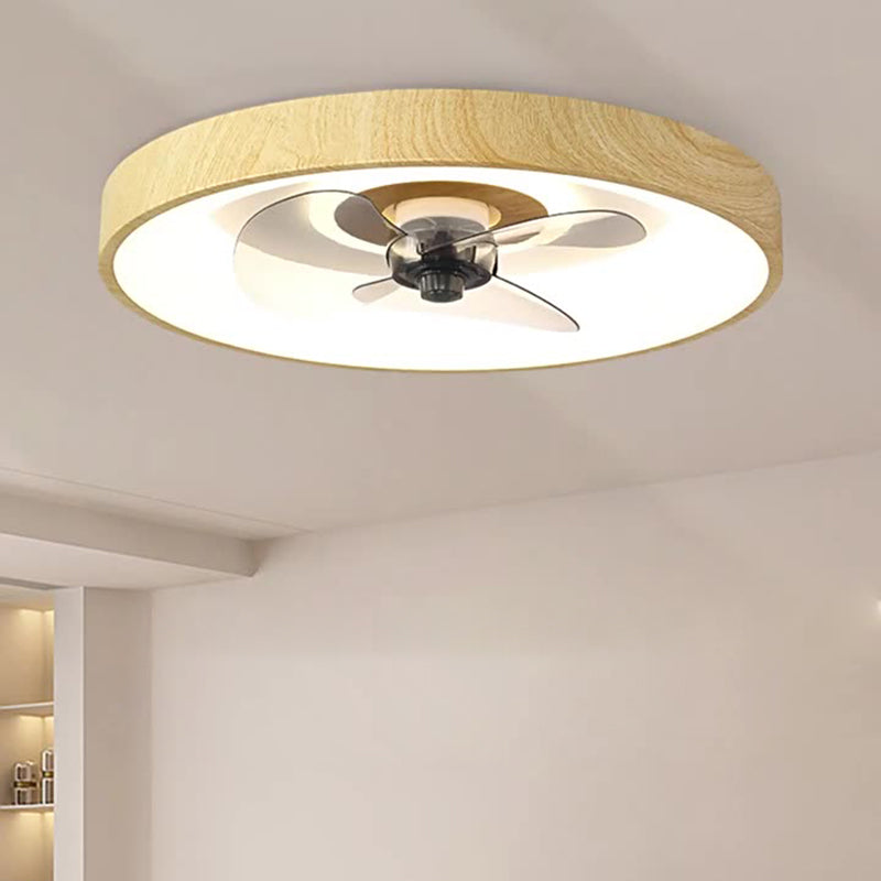 Contemporary Round Square LED Flush Mount Ceiling Fan Light for Bedroom