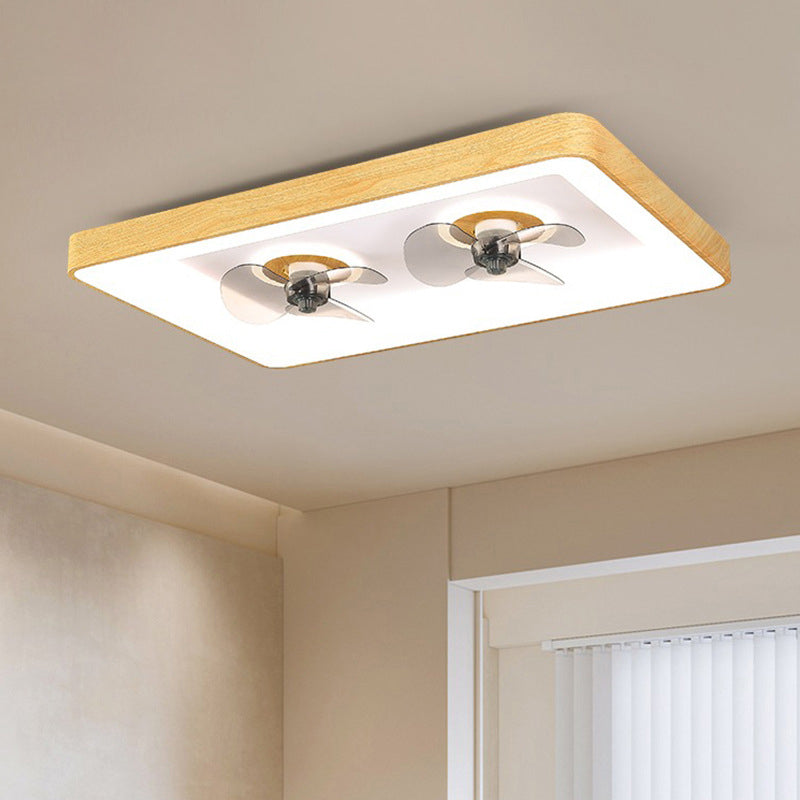Contemporary Round Square LED Flush Mount Ceiling Fan Light for Bedroom