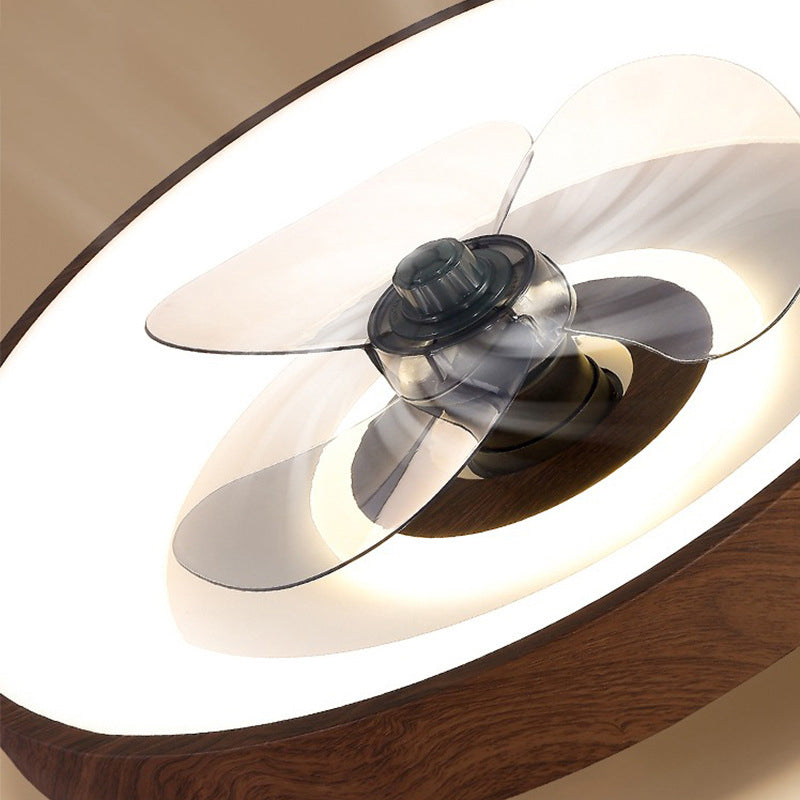 Contemporary Round Square LED Flush Mount Ceiling Fan Light for Bedroom