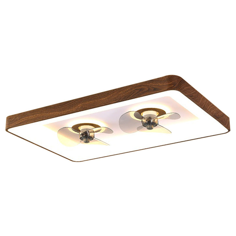 Contemporary Round Square LED Flush Mount Ceiling Fan Light for Bedroom