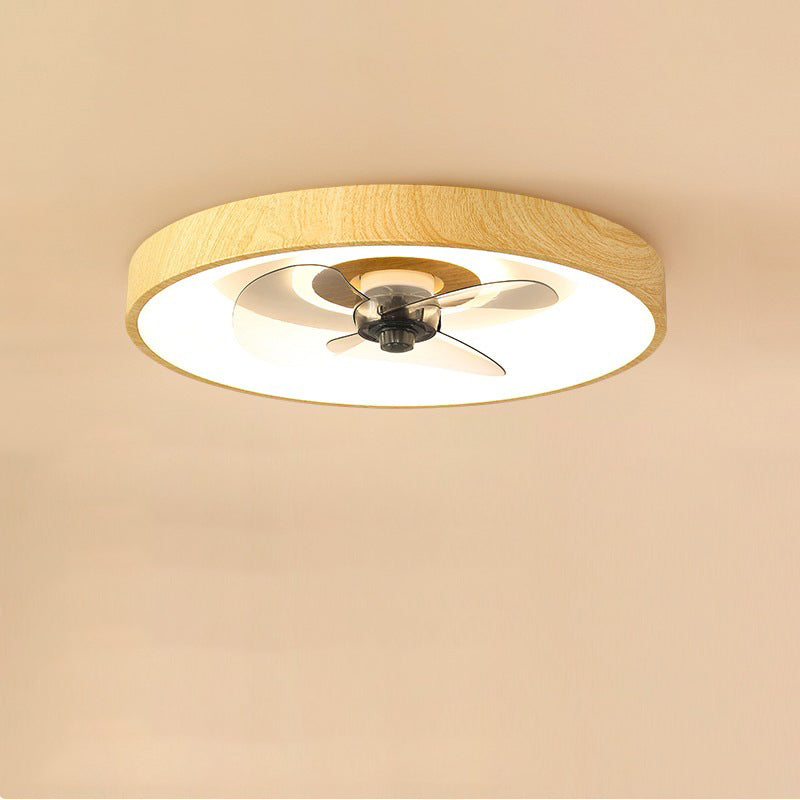 Contemporary Round Square LED Flush Mount Ceiling Fan Light for Bedroom