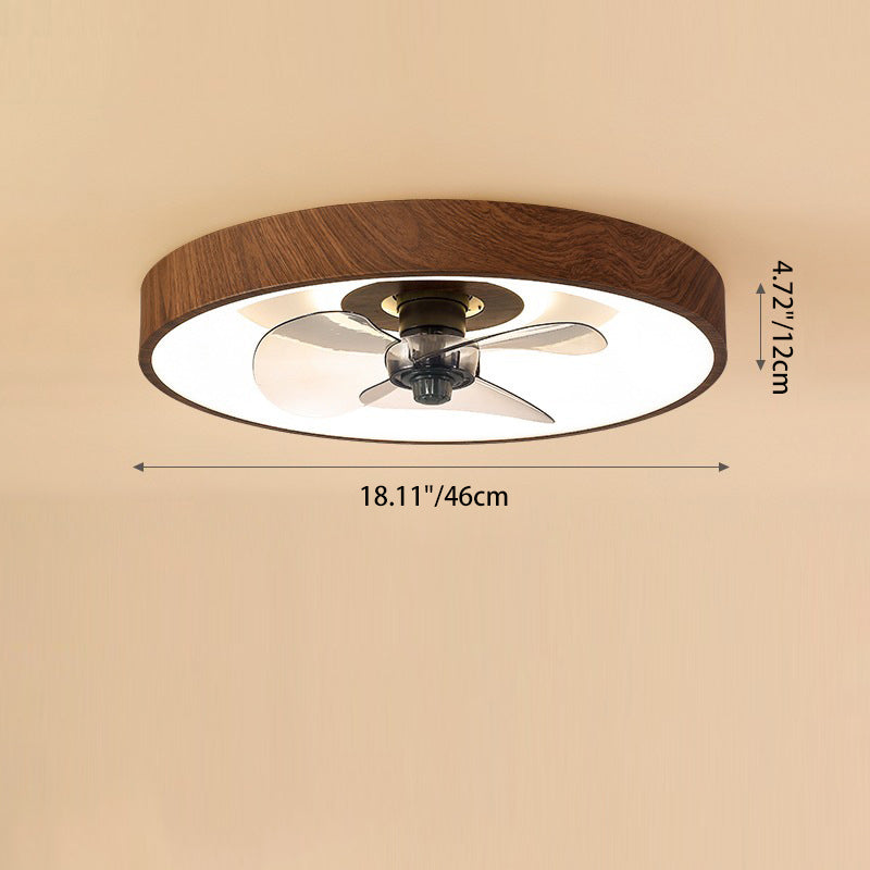 Contemporary Round Square LED Flush Mount Ceiling Fan Light for Bedroom
