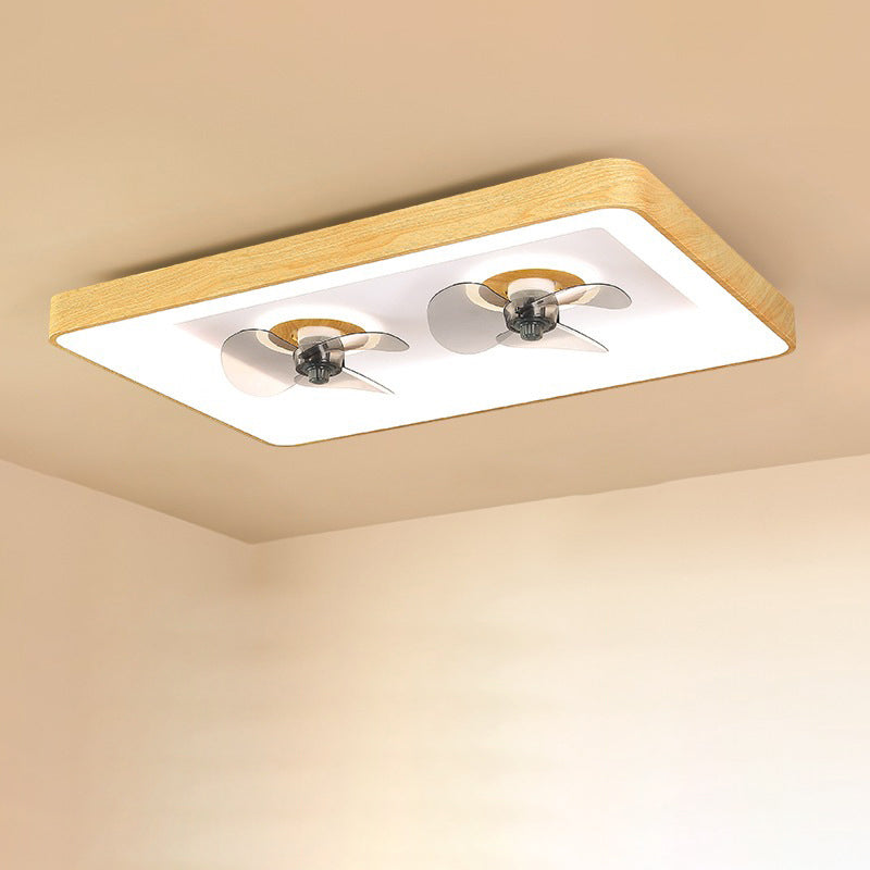 Contemporary Round Square LED Flush Mount Ceiling Fan Light for Bedroom