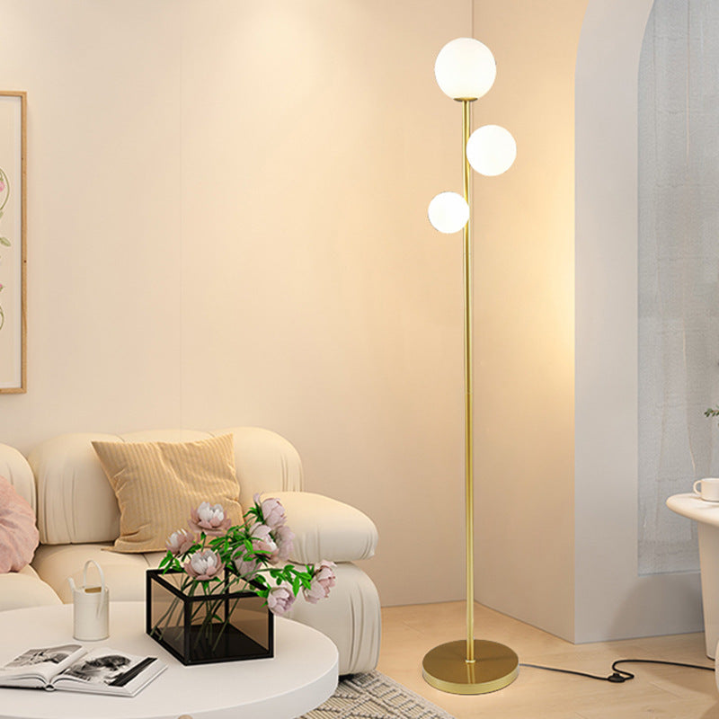 Contemporary Round Ball Acrylic Iron 3-Light Floor Lamp for Bedroom  

Elevate your bedroom decor with this stylish contemporary floor lamp. Featuring a unique round ball design, sturdy iron construction, and beautiful acrylic accents, this 3-light standi
