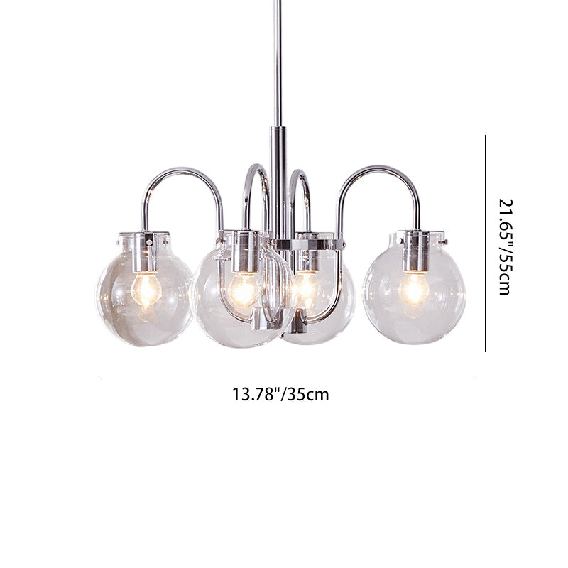 Vintage Divergent Spherical Glass Iron Chandelier - 4/5 Light for Bedroom