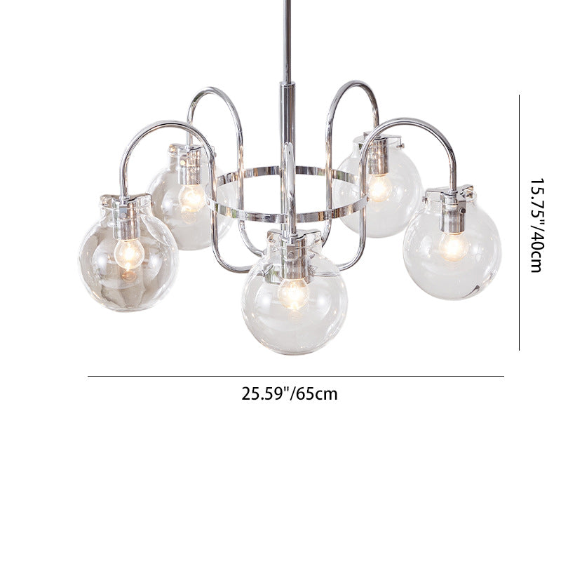 Vintage Divergent Spherical Glass Iron Chandelier - 4/5 Light for Bedroom