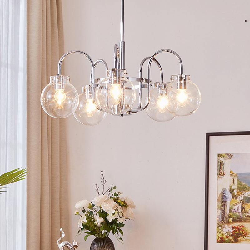Vintage Divergent Spherical Glass Iron Chandelier - 4/5 Light for Bedroom