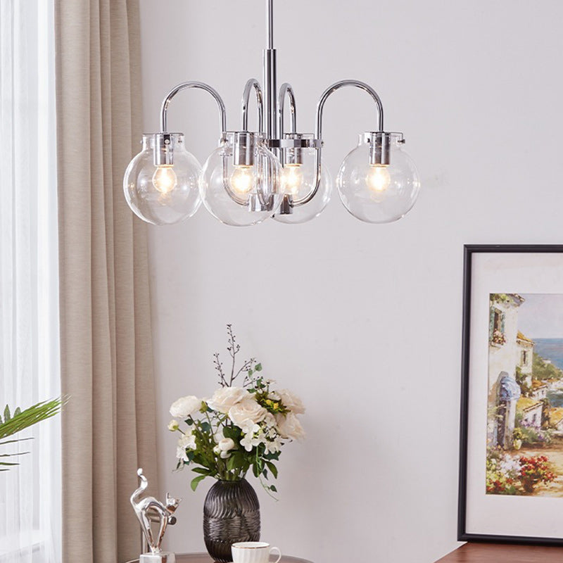 Vintage Divergent Spherical Glass Iron Chandelier - 4/5 Light for Bedroom