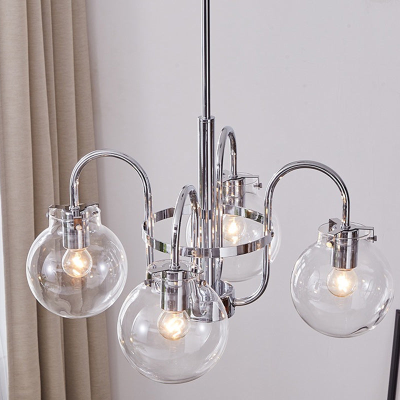 Vintage Divergent Spherical Glass Iron Chandelier - 4/5 Light for Bedroom