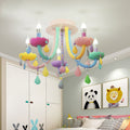 Contemporary Flower Candle-Shaped 5-Light Flush Mount Ceiling Light, Kid-Friendly Iron Crystal Glass Design, Elegant Bedroom Lighting Fixture, Modern Flush Mount Chandelier, Stylish Nursery Decorations, Unique Home Decor Lighting, Brighten Kids Room with