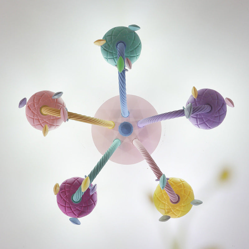 Contemporary Flower Candle-Shaped 5-Light Flush Mount Ceiling Light, Kid-Friendly Iron Crystal Glass Design, Elegant Bedroom Lighting Fixture, Modern Flush Mount Chandelier, Stylish Nursery Decorations, Unique Home Decor Lighting, Brighten Kids Room with