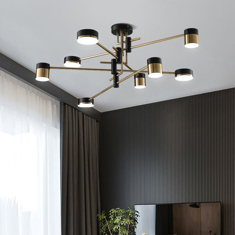 Modern Art Deco Cylindrical LED Semi-Flush Mount Ceiling Light for Living Room