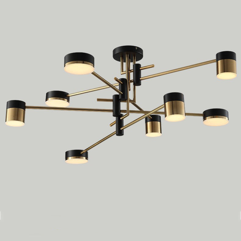 Modern Art Deco Cylindrical LED Semi-Flush Mount Ceiling Light for Living Room