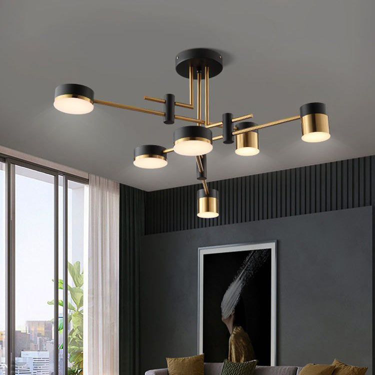 Modern Art Deco Cylindrical LED Semi-Flush Mount Ceiling Light for Living Room