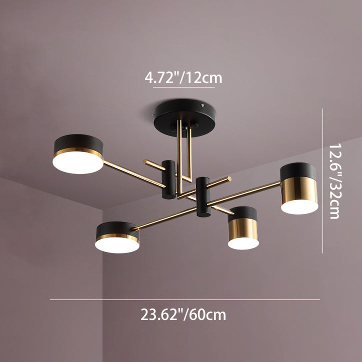 Modern Art Deco Cylindrical LED Semi-Flush Mount Ceiling Light for Living Room