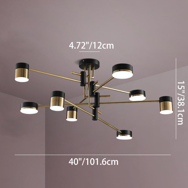Modern Art Deco Cylindrical LED Semi-Flush Mount Ceiling Light for Living Room