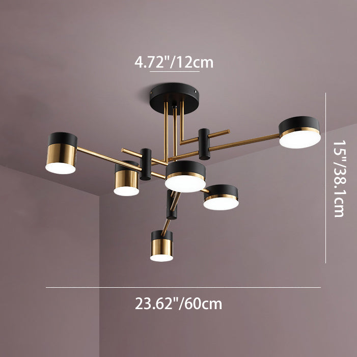 Modern Art Deco Cylindrical LED Semi-Flush Mount Ceiling Light for Living Room