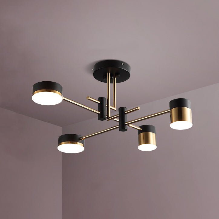 Modern Art Deco Cylindrical LED Semi-Flush Mount Ceiling Light for Living Room