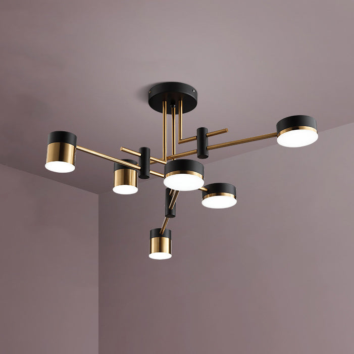 Modern Art Deco Cylindrical LED Semi-Flush Mount Ceiling Light for Living Room