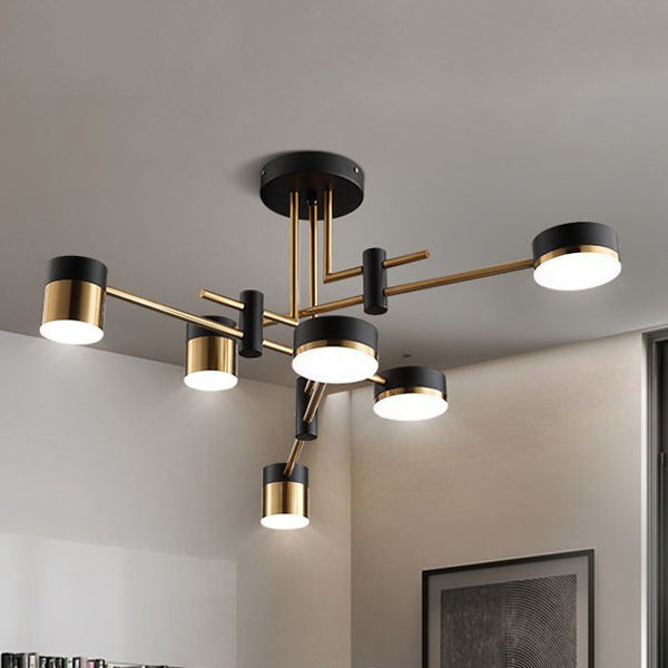 Modern Art Deco Cylindrical LED Semi-Flush Mount Ceiling Light for Living Room