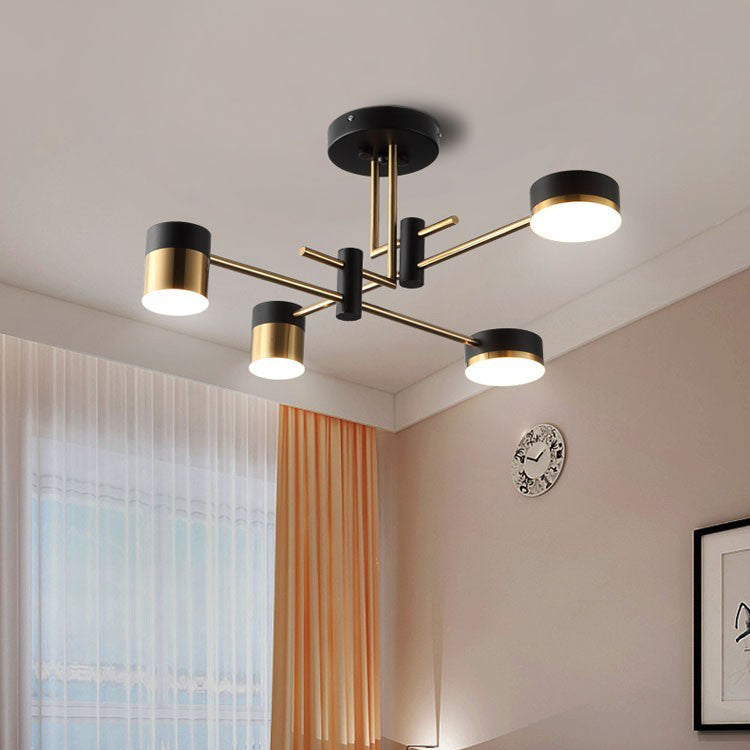 Modern Art Deco Cylindrical LED Semi-Flush Mount Ceiling Light for Living Room