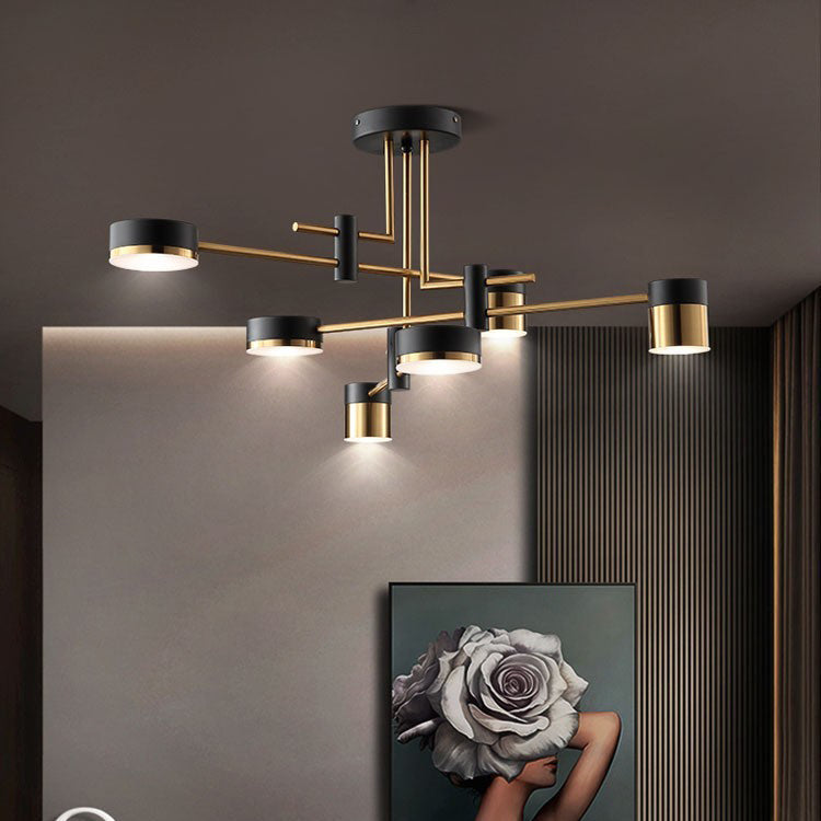 Modern Art Deco Cylindrical LED Semi-Flush Mount Ceiling Light for Living Room