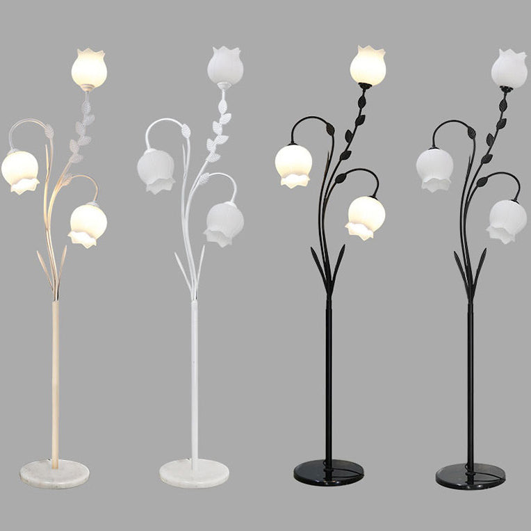 Modern Minimalist Flower-Shaped 3-Light Floor Lamp - Iron & Glass for Living Room