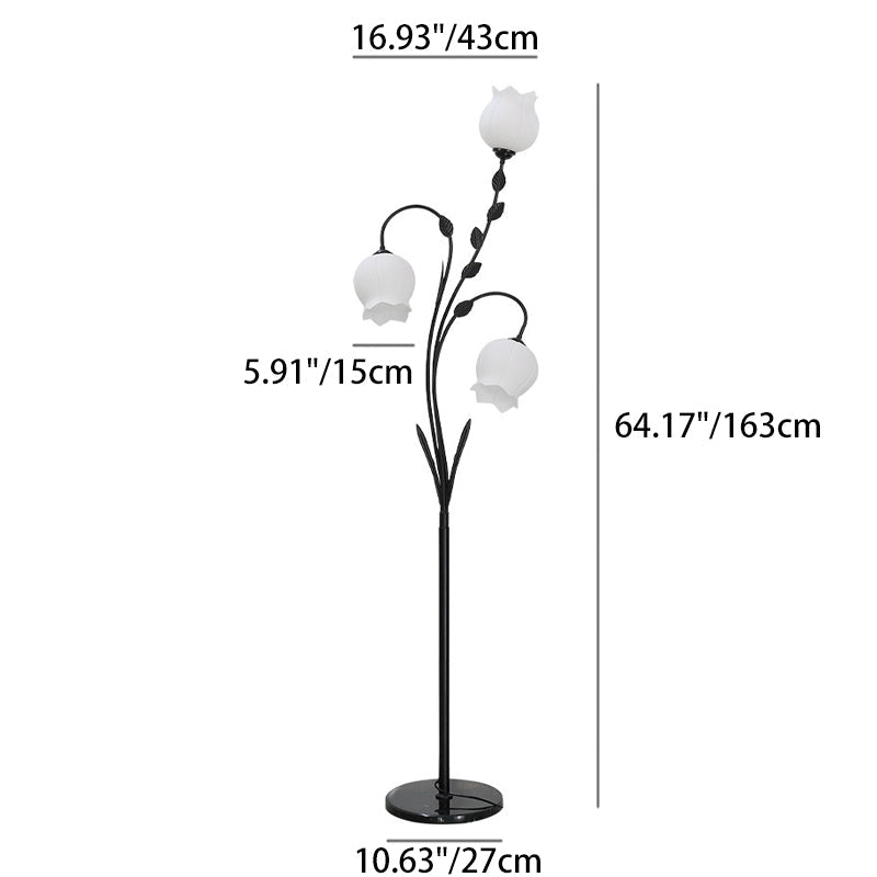 Modern Minimalist Flower-Shaped 3-Light Floor Lamp - Iron & Glass for Living Room