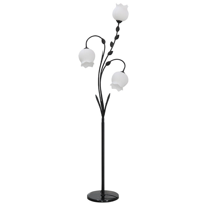 Modern Minimalist Flower-Shaped 3-Light Floor Lamp - Iron & Glass for Living Room