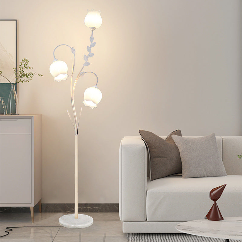 Modern Minimalist Flower-Shaped 3-Light Floor Lamp - Iron & Glass for Living Room