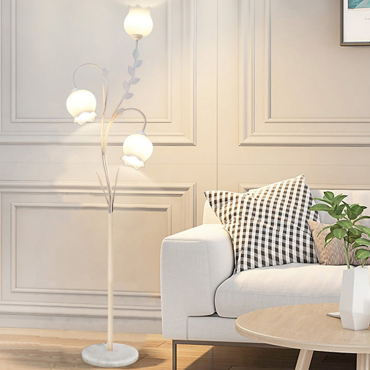 Modern Minimalist Flower-Shaped 3-Light Floor Lamp - Iron & Glass for Living Room
