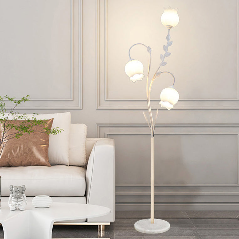Modern Minimalist Flower-Shaped 3-Light Floor Lamp - Iron & Glass for Living Room