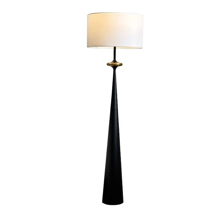 Traditional Japanese Iron Conical Floor Lamp - 1-Light Fabric Shade for Living Room Decor