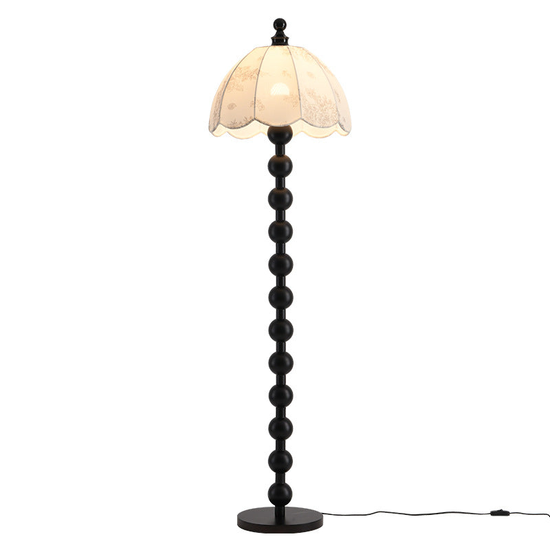 Traditional Chinese Spherical Cylindrical Wooden Floor Lamp for Living Room - 1-Light Design